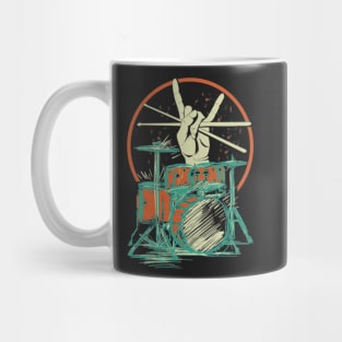 Retro Drum Set Music Drummer Drumsticks Mug